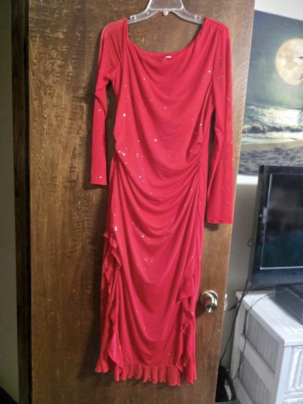 DressTells Red Long Sleeve Maxi Dress Size XL